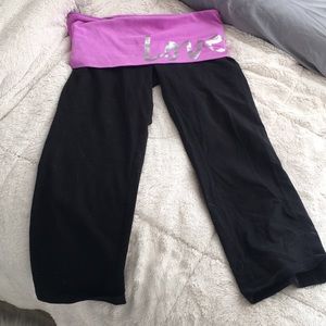 Black and Purple VS Crop Leggings